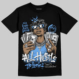 Black University Blue 5s DopeSkill T-Shirt All Hustle No Luck Graphic