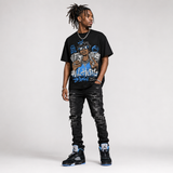 Black University Blue 5s DopeSkill T-Shirt All Hustle No Luck Graphic
