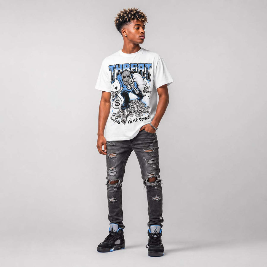 Black University Blue 5s DopeSkill T-Shirt Threat Graphic