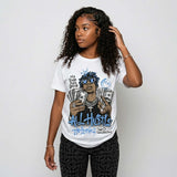 Black University Blue 5s DopeSkill T-Shirt All Hustle No Luck Graphic