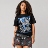 Black University Blue 5s DopeSkill T-Shirt Threat Graphic