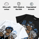 Black University Blue 5s DopeSkill T-Shirt All Hustle No Luck Graphic