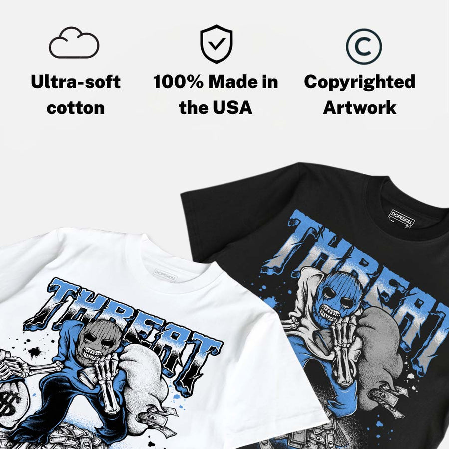 Black University Blue 5s DopeSkill T-Shirt Threat Graphic