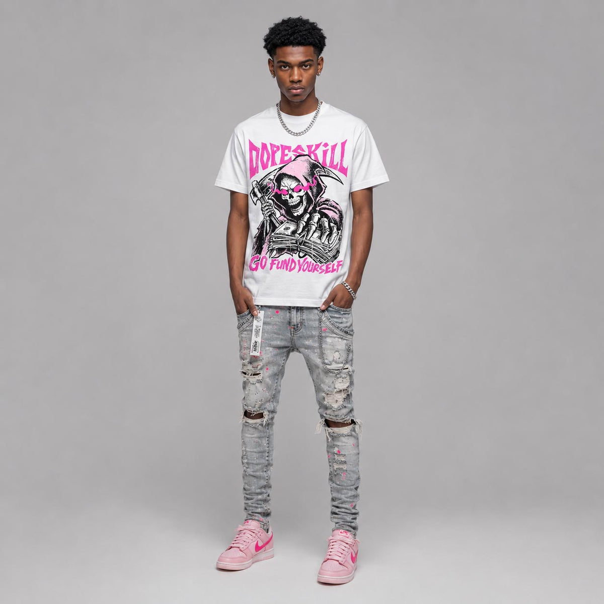 Triple Pink Dunk DopeSkill T-Shirt Go Fund Yourself Graphic