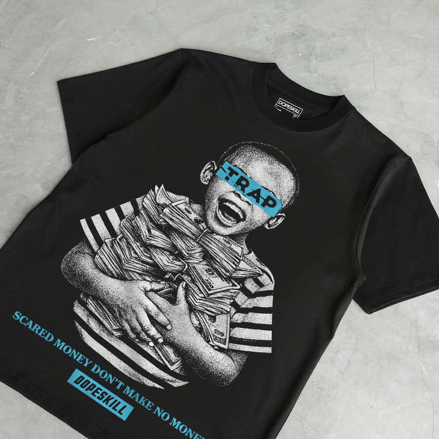 Gamma 11s DopeSkill T-Shirt Scared Money Don't Make No Money Graphic