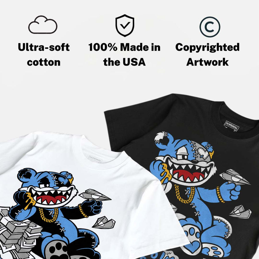 Black University Blue 5s DopeSkill T-Shirt Born To Be Rich Graphic