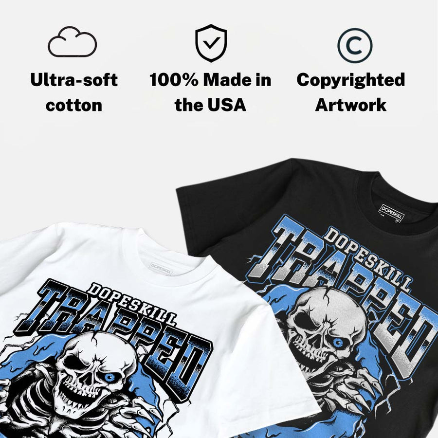 Black University Blue 5s DopeSkill T-Shirt Trapped Halloween Graphic
