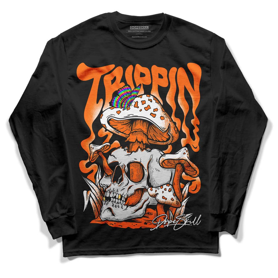 Orange Black White DopeSkill Long Sleeve T-Shirt Trippin Graphic