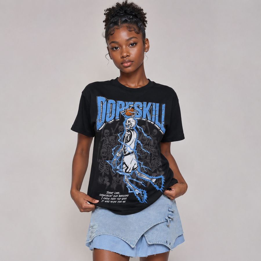 Black University Blue 5s DopeSkill T-Shirt Thunder Dunk Graphic