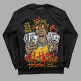 Yellow 'All Hustle No Luck' DopeSkill Graphic Long Sleeve T-Shirt