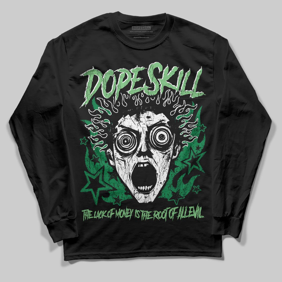 Green Collection DopeSkill Long Sleeve T-Shirt Root of Evil Graphic
