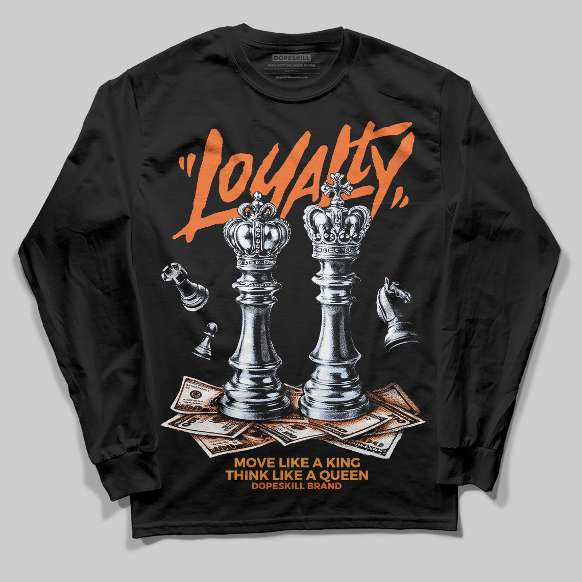 Orange 'Loyalty' DopeSkill Graphic Long Sleeve T-Shirt