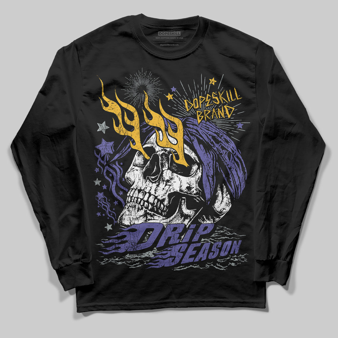 Lakers 4s DopeSkill Long Sleeve T-Shirt Drip Season Graphic