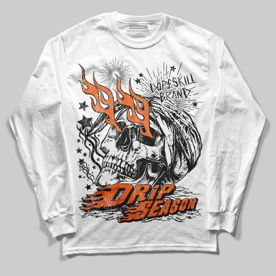 Orange Black White DopeSkill Long Sleeve T-Shirt Drip Season Graphic
