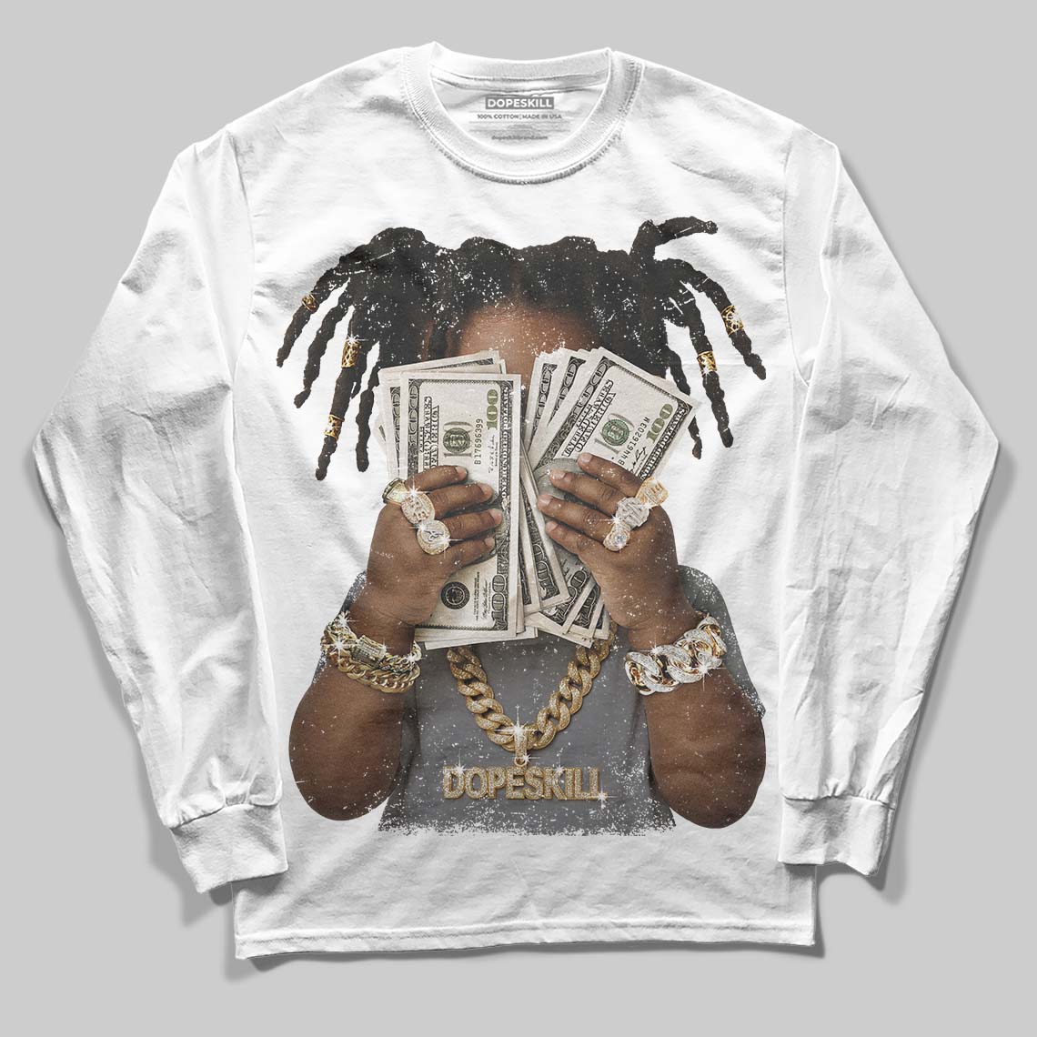 Flint Grey 9s DopeSkill Long Sleeve T-Shirt Rich Youth Graphic