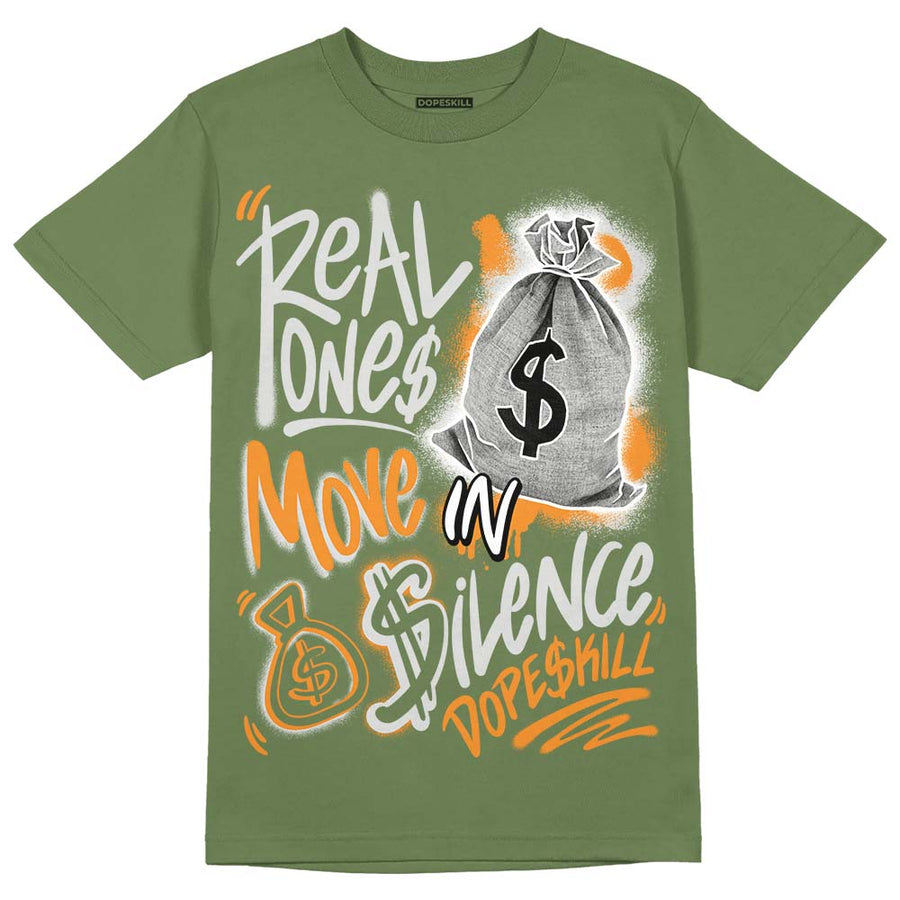 Olive 5s DopeSkill Olive T-shirt Real Ones Move In Silence Graphic