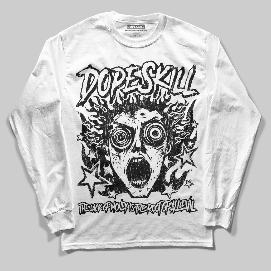 Black and White Collection DopeSkill Long Sleeve T-Shirt Root of Evil Graphic