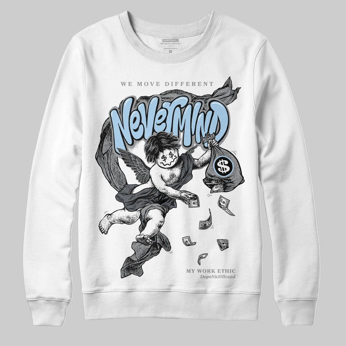 Wolf Grey 5s DopeSkill Sweatshirt Nevermind Graphic