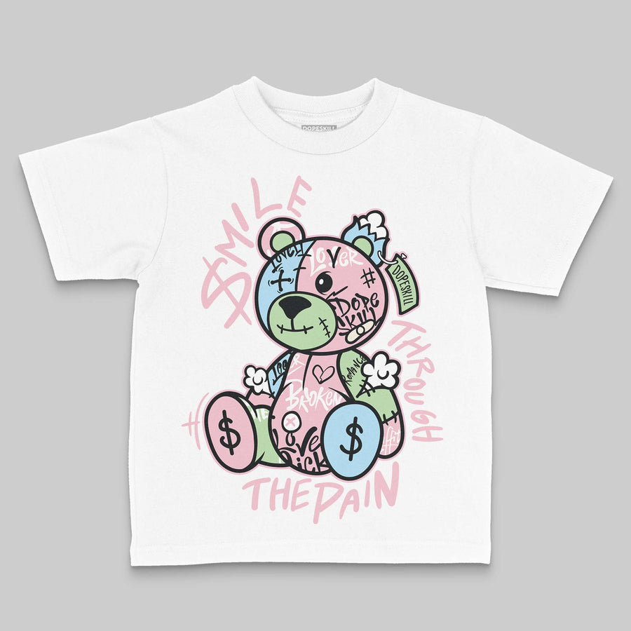 Medium Soft Pink 4s DopeSkill Toddler Kids T-shirt Smile Through The Pain Graphic