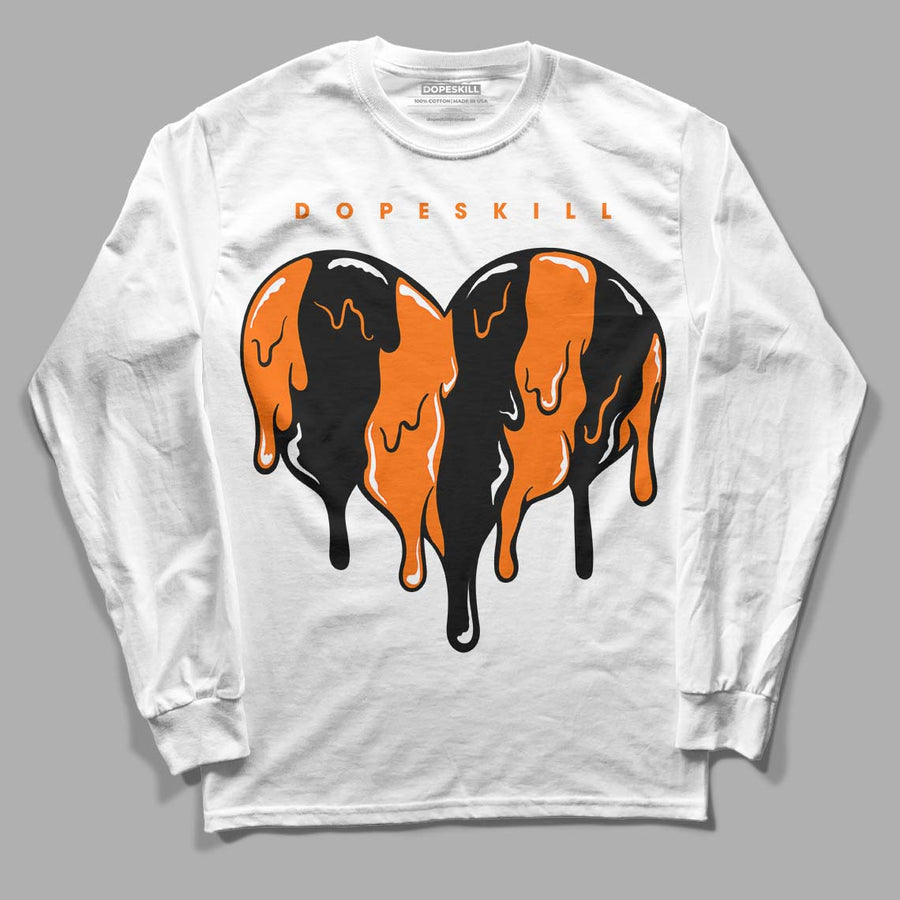 Orange Black White DopeSkill Long Sleeve T-Shirt Slime Drip Heart Graphic