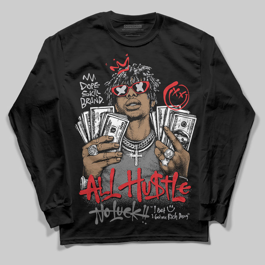 Grey 'All Hustle No Luck' DopeSkill Graphic Long Sleeve T-Shirt