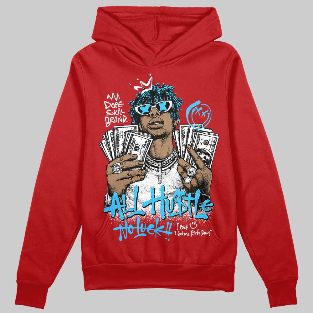 Red 'All Hustle No Luck' DopeSkill Graphic Hoodie