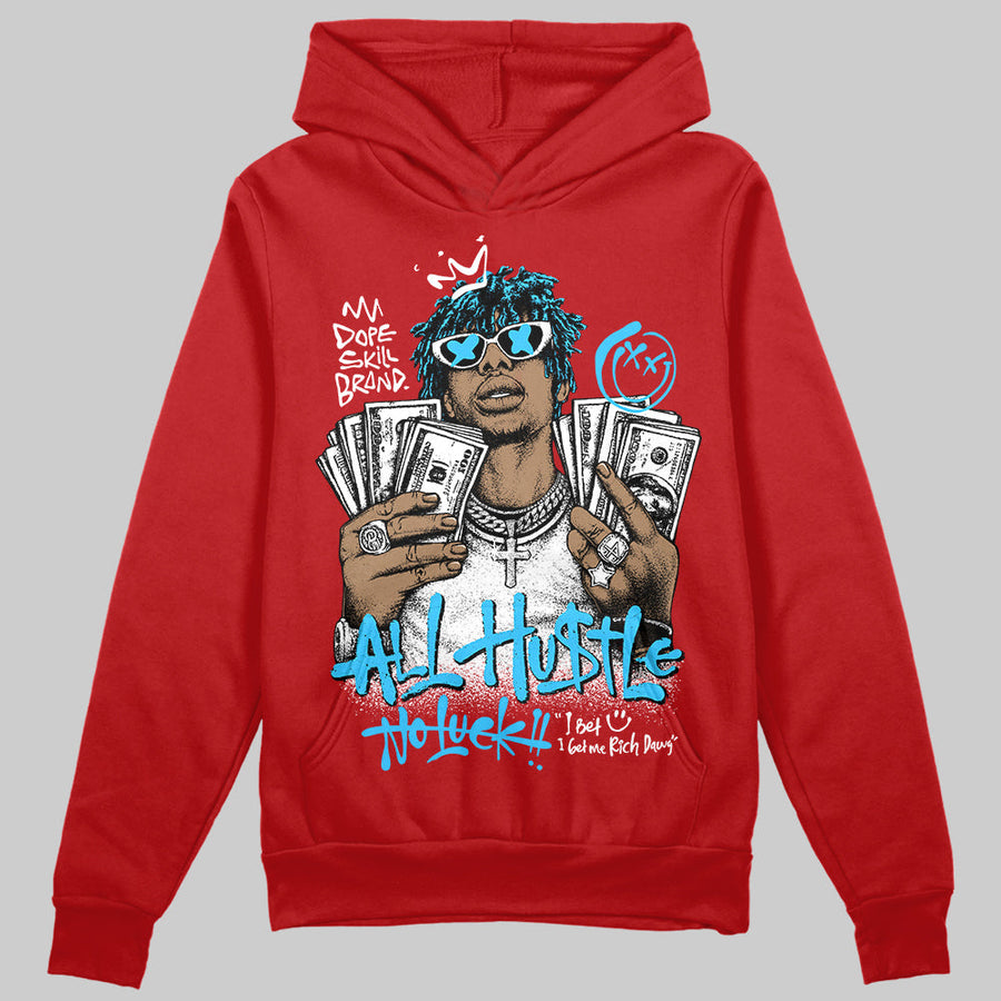 Red 'All Hustle No Luck' DopeSkill Graphic Hoodie
