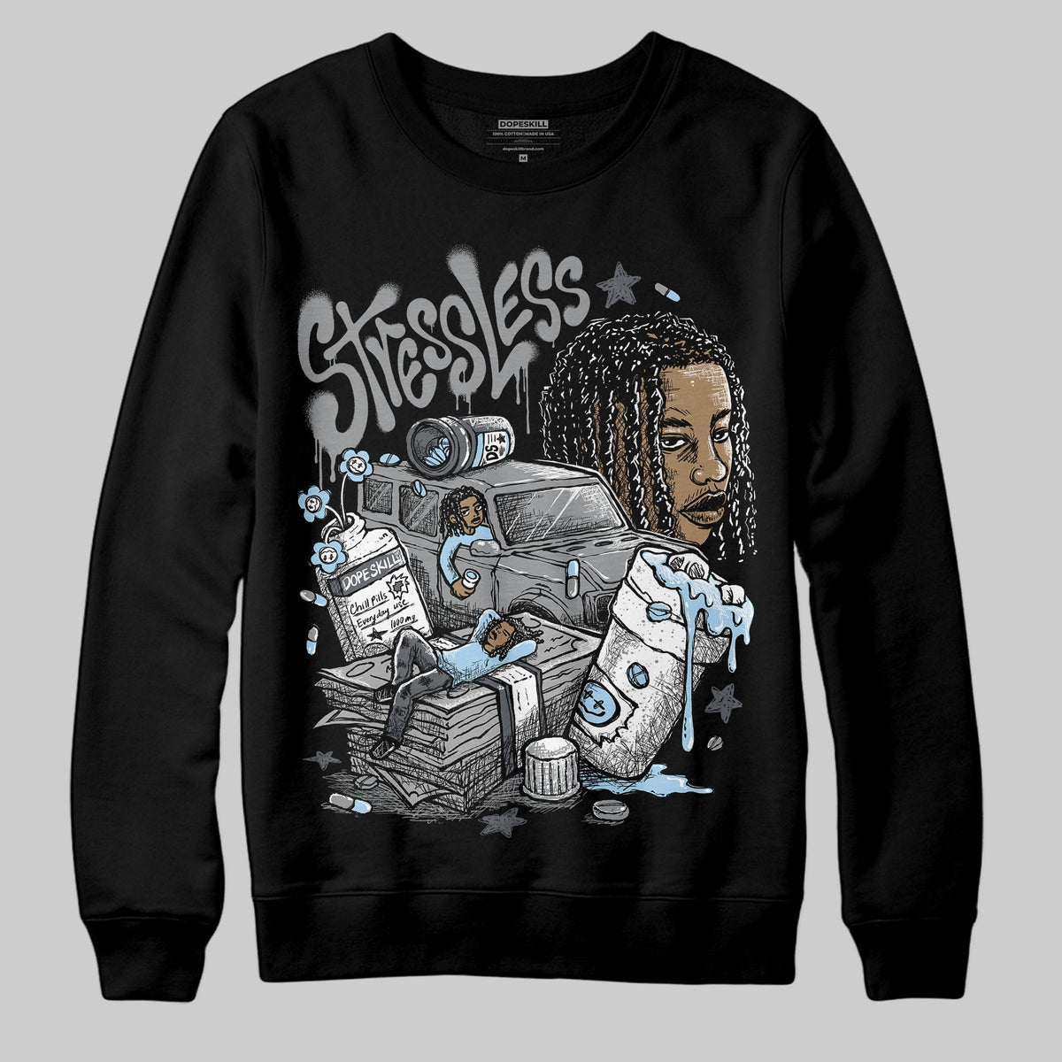 Wolf Grey 5s DopeSkill Sweatshirt Stressless Graphic