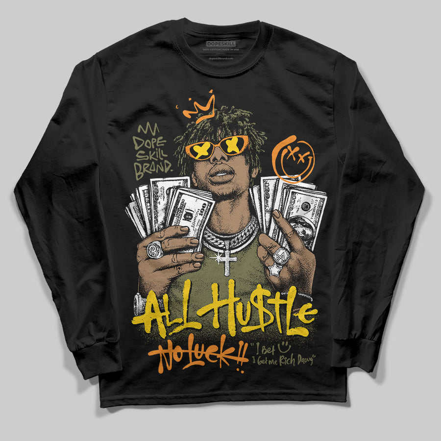 Olive 'All Hustle No Luck' DopeSkill Graphic Long Sleeve T-Shirt