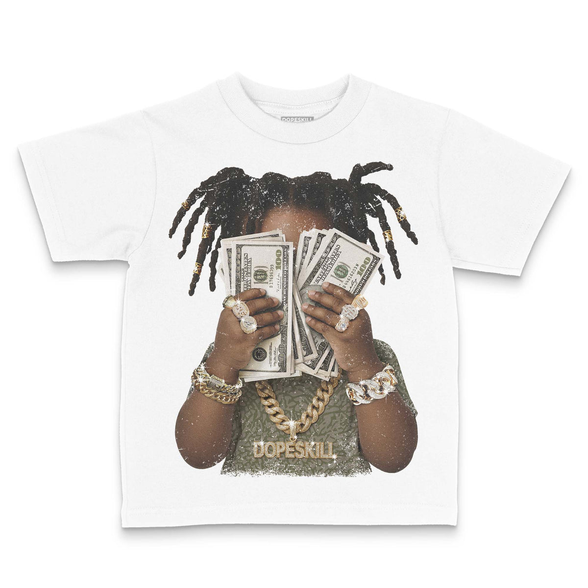 Medium Olive 3s DopeSkill Toddler Kids T-shirt Rich Youth Graphic