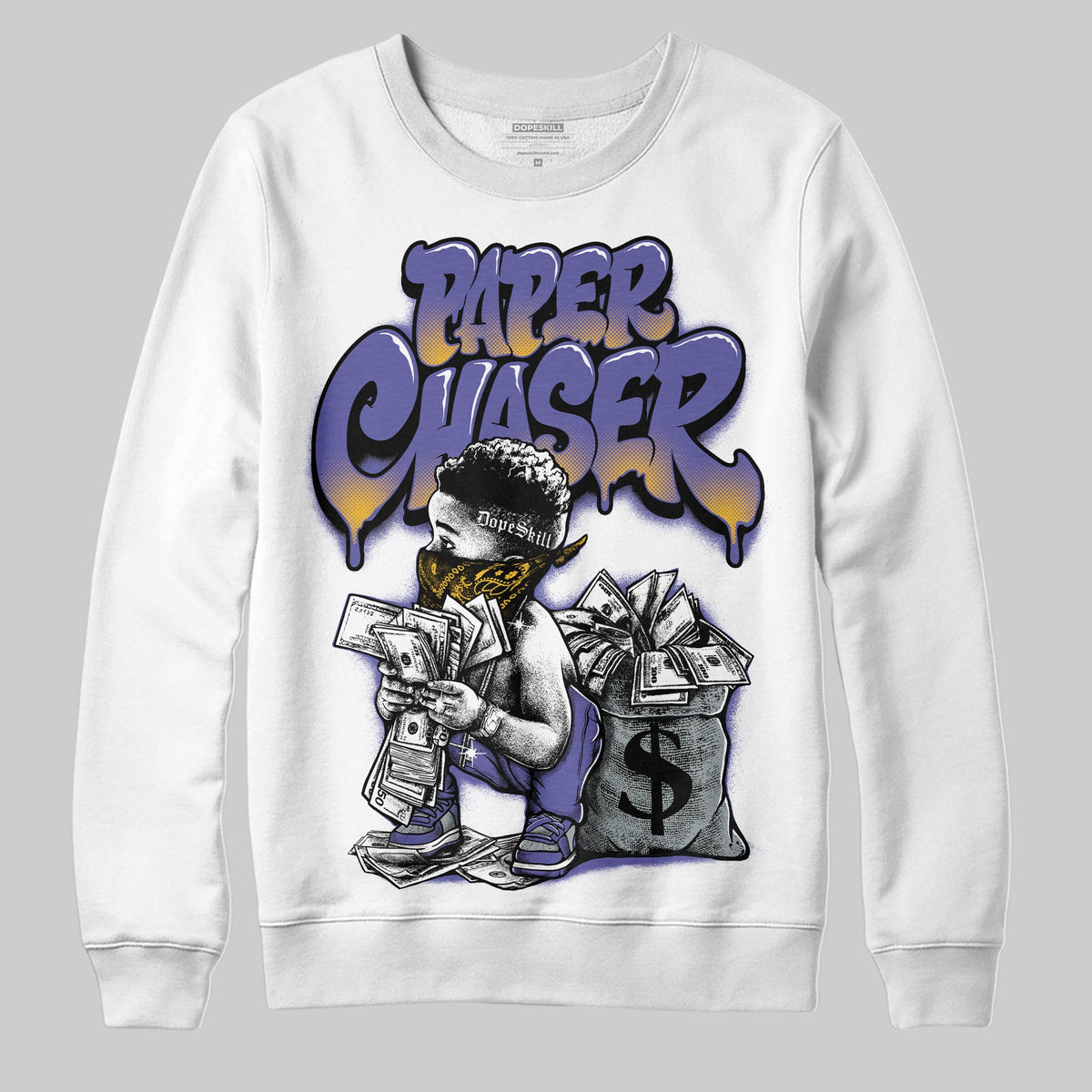 Lakers 4s DopeSkill Sweatshirt Paper Chaser Boy Graphic
