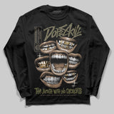 Medium Olive 3s DopeSkill Long Sleeve T-Shirt The Mouth With No Droughts Graphic