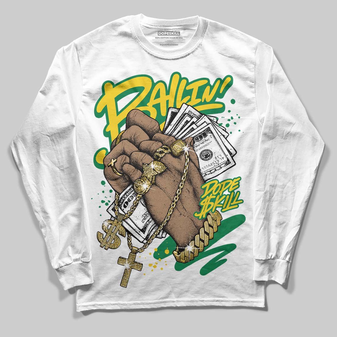 Green Collection DopeSkill Long Sleeve T-Shirt Always Ballin' Graphic
