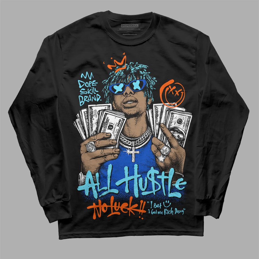 Royal Blue 'All Hustle No Luck' DopeSkill Graphic Long Sleeve T-Shirt