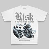 Grey Oversize Print 'Risk Is Better Than Regret' DopeSkill Graphic T-shirt