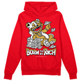 Red Thunder 4s DopeSkill Red Hoodie Sweatshirt Born To Be Rich Graphic