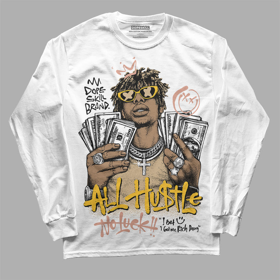 TAN 'All Hustle No Luck' DopeSkill Graphic Long Sleeve T-Shirt