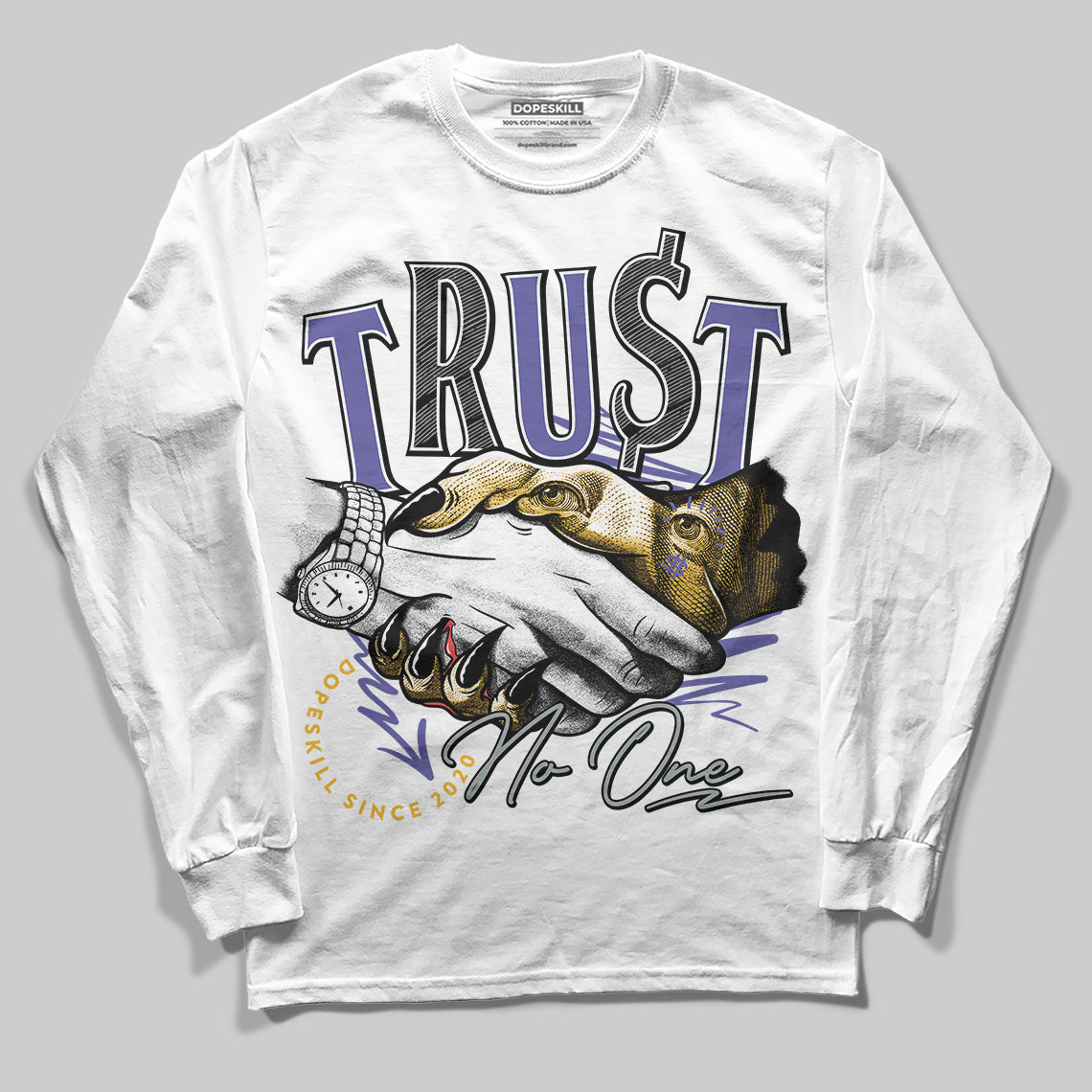 Lakers 4s DopeSkill Long Sleeve T-Shirt Trust No One Graphic