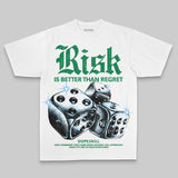 Green Oversize Print 'Risk Is Better Than Regret' DopeSkill Graphic T-shirt