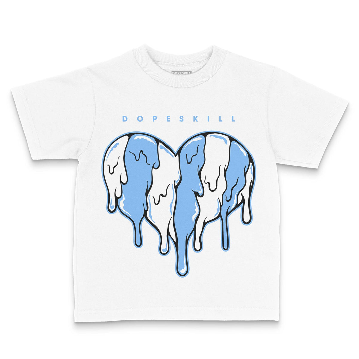 Powder Blue 9s DopeSkill Toddler Kids T-shirt Slime Drip Heart Graphic