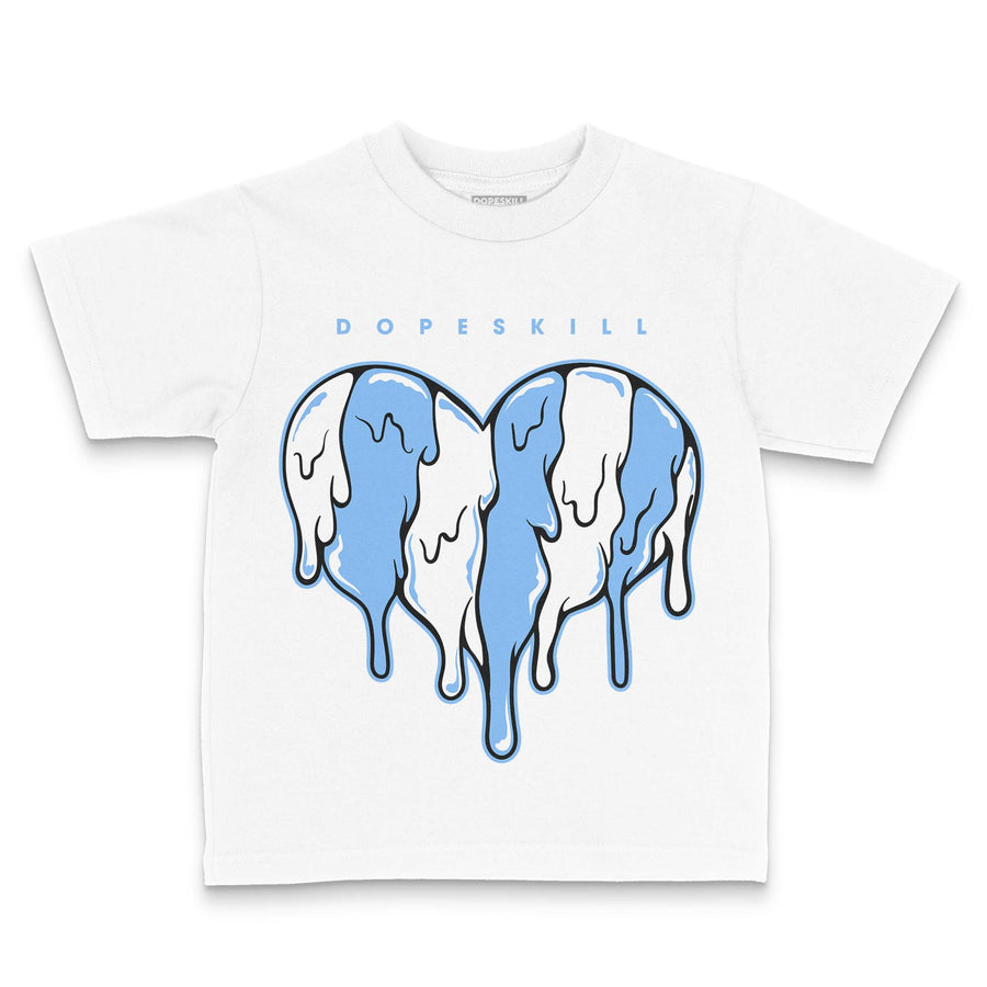 Powder Blue 9s DopeSkill Toddler Kids T-shirt Slime Drip Heart Graphic