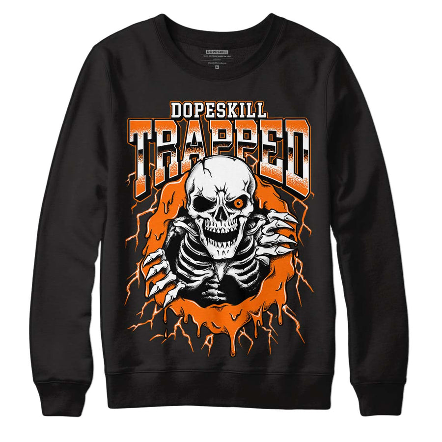 Orange Black White DopeSkill Sweatshirt Trapped Halloween Graphic