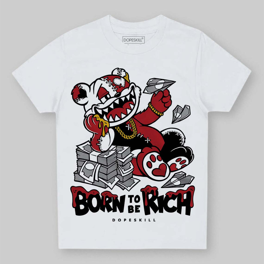 Fire Red “Black Tongue” 5s DopeSkill Toddler Kids T-shirt Born To Be Rich Graphic