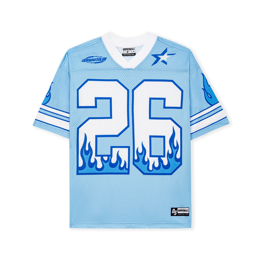 DopeSkill Oversized Jersey Streetwear Graphic Tee Cool V-Neck University Blue T-Shirt Fire 26 Graphic