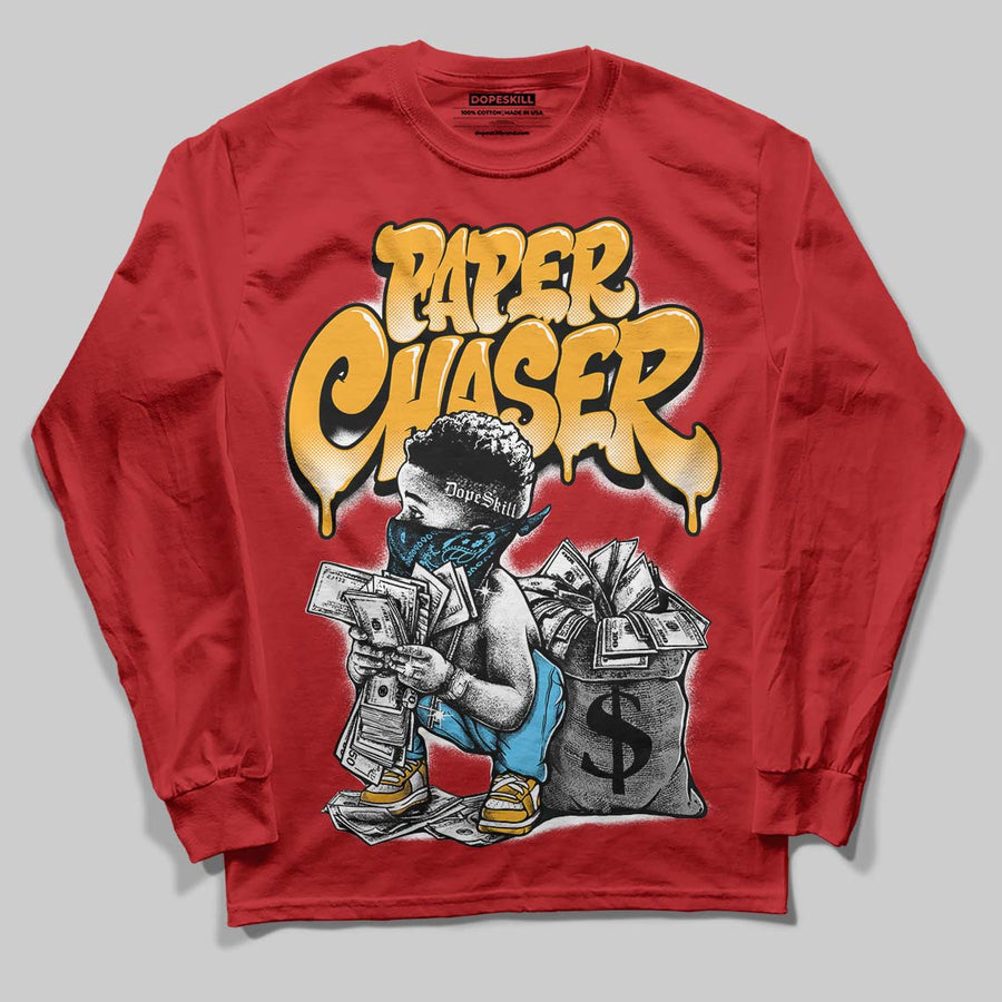 Red 'Paper Chaser Boy' DopeSkill Graphic Long Sleeve T-Shirt