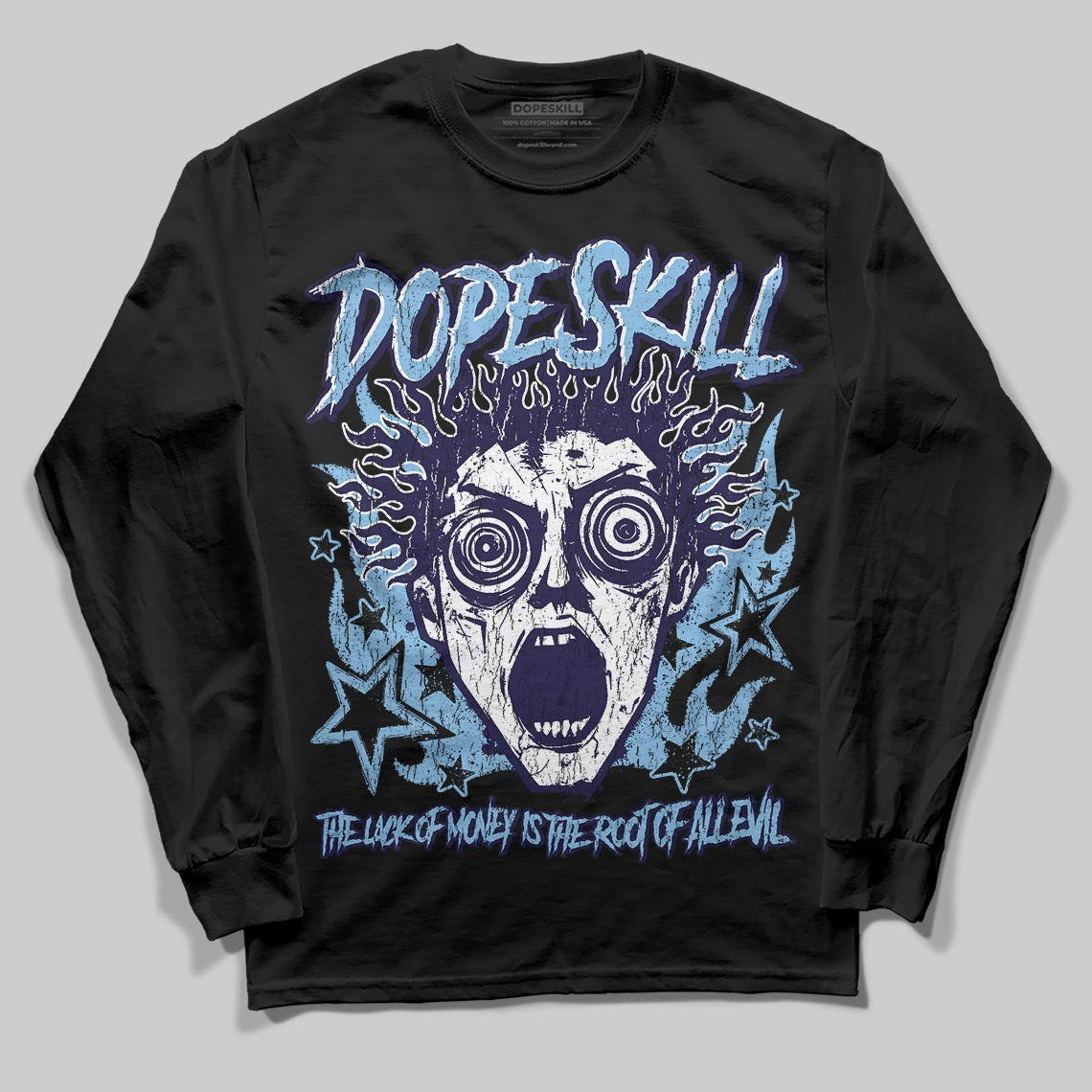 University Blue Collection DopeSkill Long Sleeve T-Shirt Root of Evil Graphic
