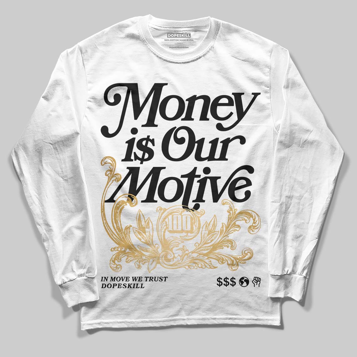 Taxi 12s 2025 DopeSkill Long Sleeve T-Shirt Money Is Our Motive Typo Graphic