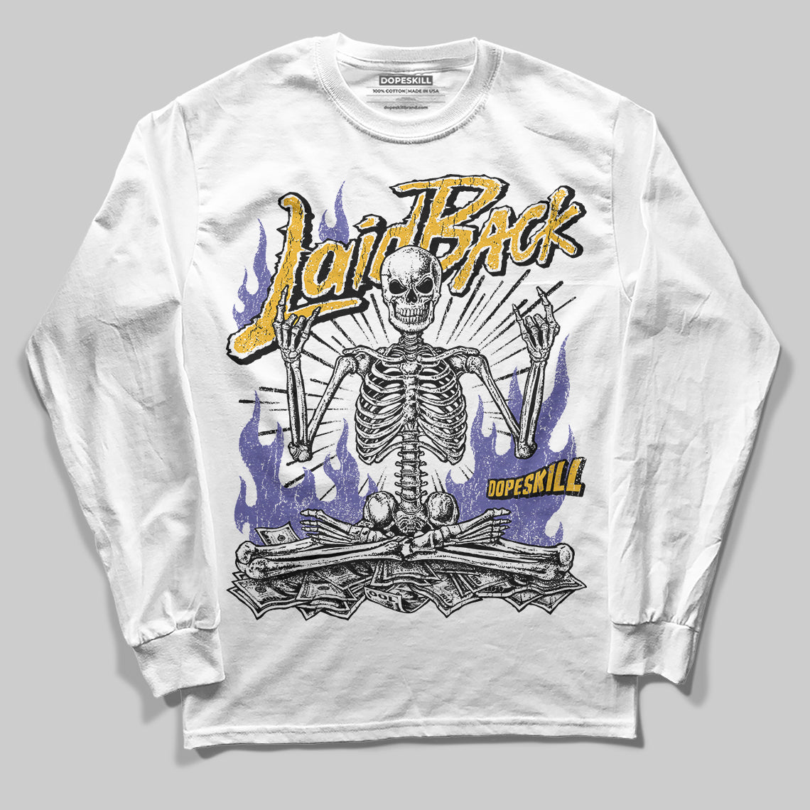 Lakers 4s DopeSkill Long Sleeve T-Shirt Laid Back Graphic