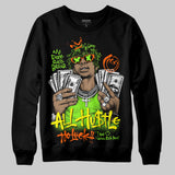 Neon Green 'All Hustle No Luck' DopeSkill Graphic Sweatshirt