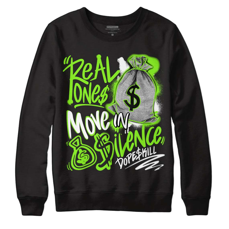 Neon Green Collection DopeSkill Sweatshirt Real Ones Move In Silence Graphic
